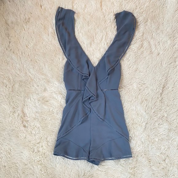 Keepsake Lover’s Holiday Playsuit Light Blue Ruffle Romper Sz Xs - Picture 5 of 10